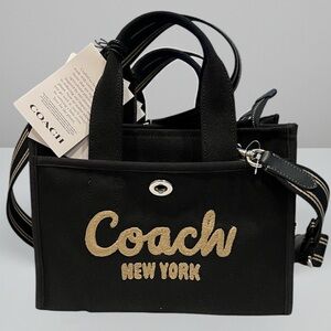 WOW! Coach Black and Gold Embroidered Tote NWT